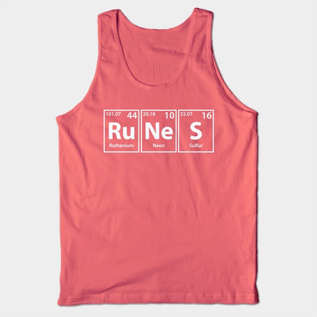 Runes (Ru-Ne-S) Periodic Elements Spelling Tank Top by cerebrands